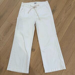 PAIGE Size 28- White Denim Drawstring Waist  Crop Trousers